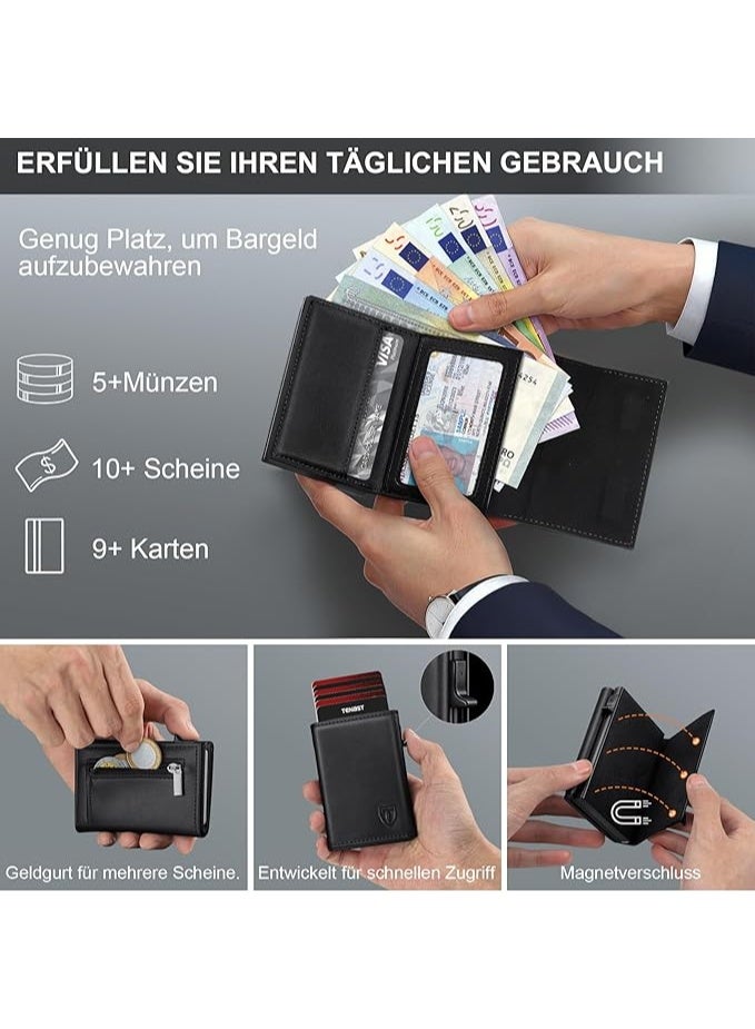 محفظة رجالية نحيفة مع جيب عملات معدنية وحماية RFID محفظة جلدية مع 8 فتحات بطاقات بتصميم مدمج - Image 3